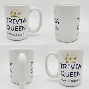 "Trivia Queen Overachiever" Purple Ceramic Coffee Mug: Funny Coffee Cup